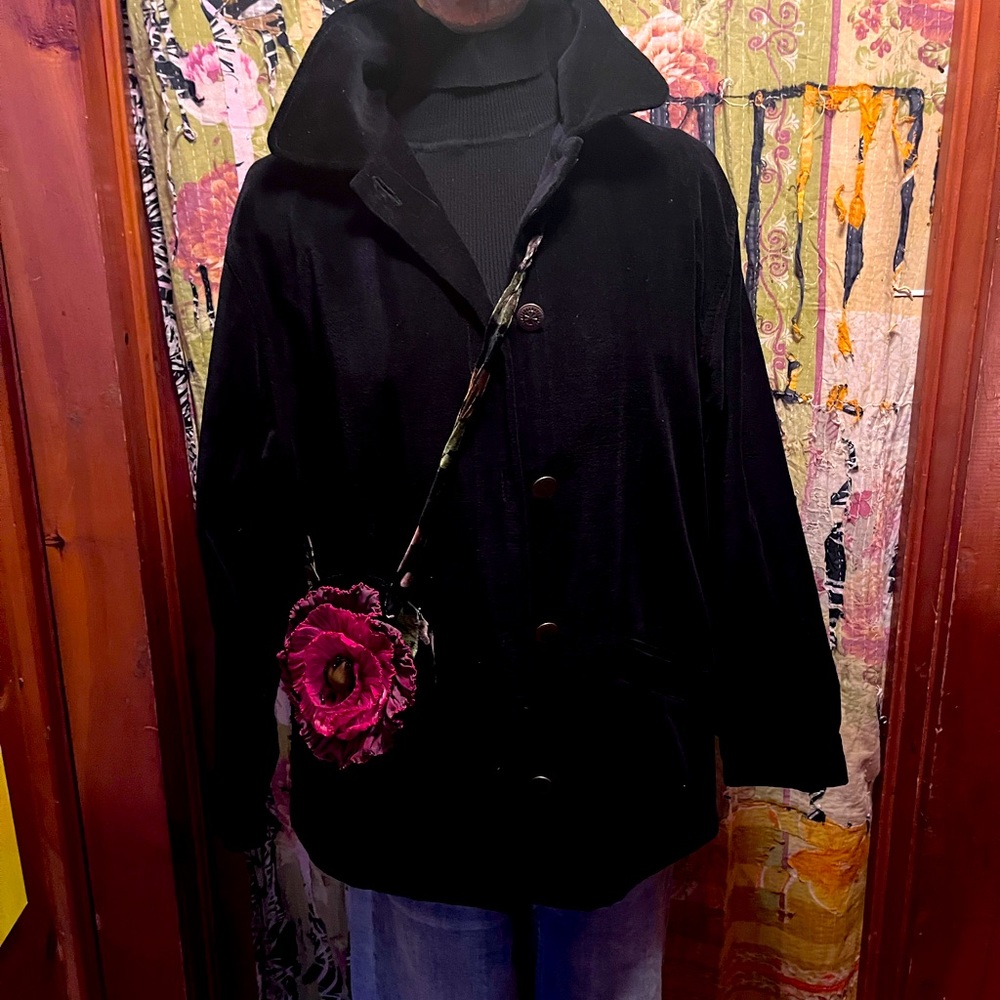 PUTUMAYO Black crushed velvet cotton Shacket